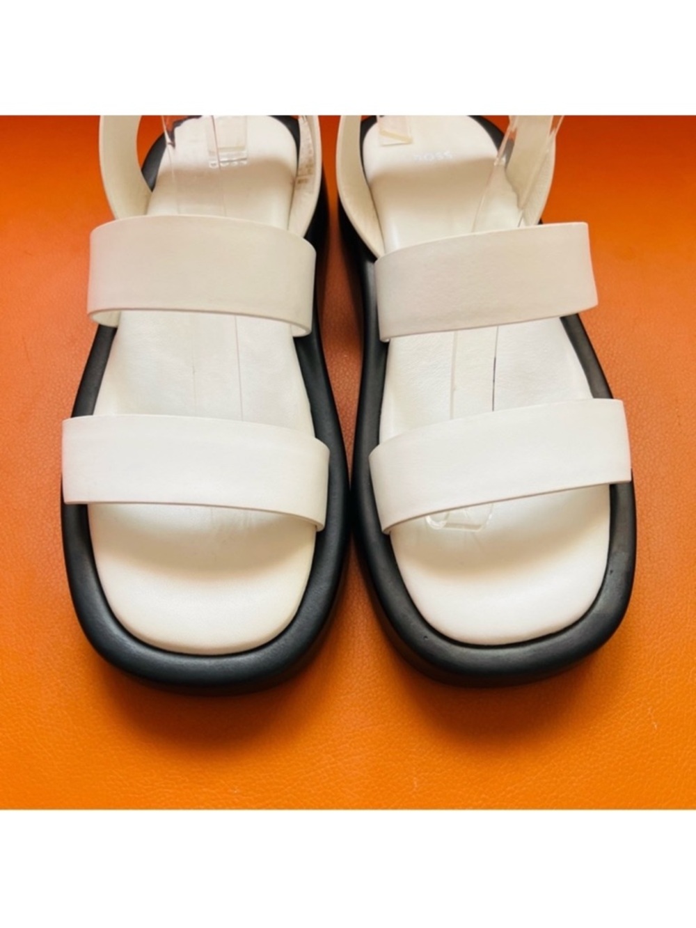 New! BOSS Gladiator Platform Sandals Strappy Leather Sandals White Black - Picture 8 of 13